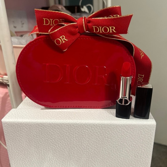 Dior Handbags - Dior Red Rouge Lipstick in 999 with Vanity Case & Ribbon-Box